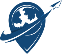 Weltkugel mit Flugzeugsymbol